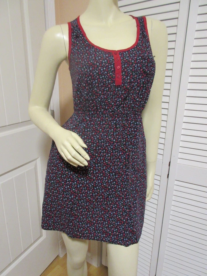 Mini Vestido Y2K Para Mujer Sin Mangas S/Pequeños Bolsillos Estampado Floral Negro Rojo Solero Foto 4 de 4