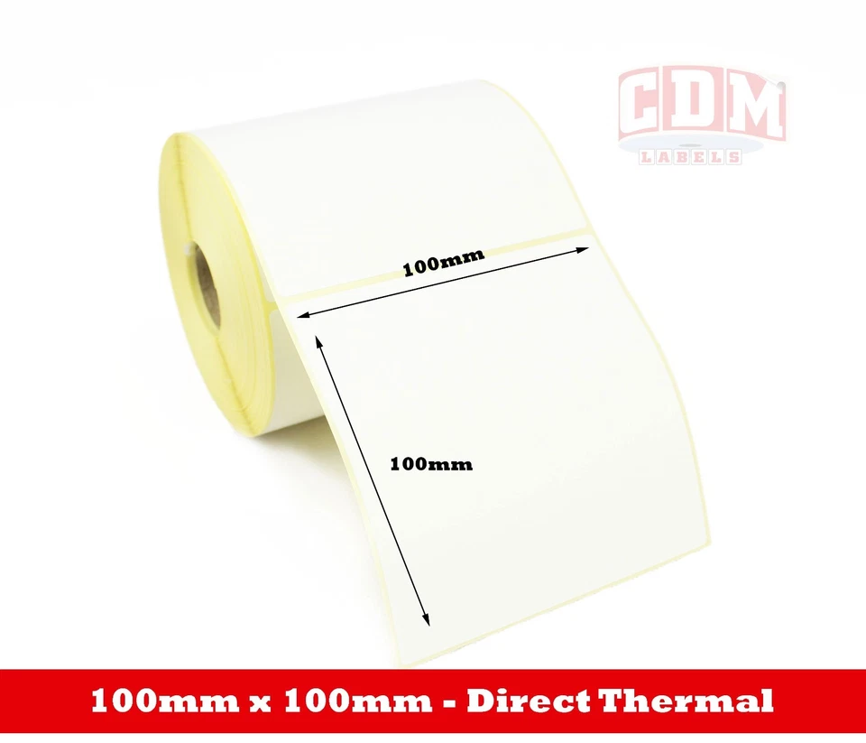 CDM LABELS 500 - 100 x 100mm Direct Thermal Labels - Zebra, Citizen, Toshiba, TSC Printers