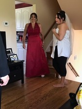 David's bridal cranberry,apple, red, Bridesmaid gown, dress sz 16 Prom?