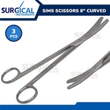 3 Pcs Sims Scissors Curved 8" Surgical Gynecology Instruments German Grade