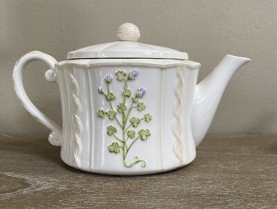 Belleek Inspired Teapot with Clover Shamrocks (not sure it s real Belleek)