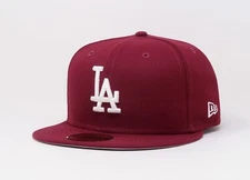 New Era 59Fifty Men Women Cap Basic Los Angeles Dodgers Cardinal Red Fitted Hat