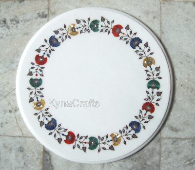 Marble Coffee Table Top Border Pattern Inlay Work Patio Corner Table for Hallway