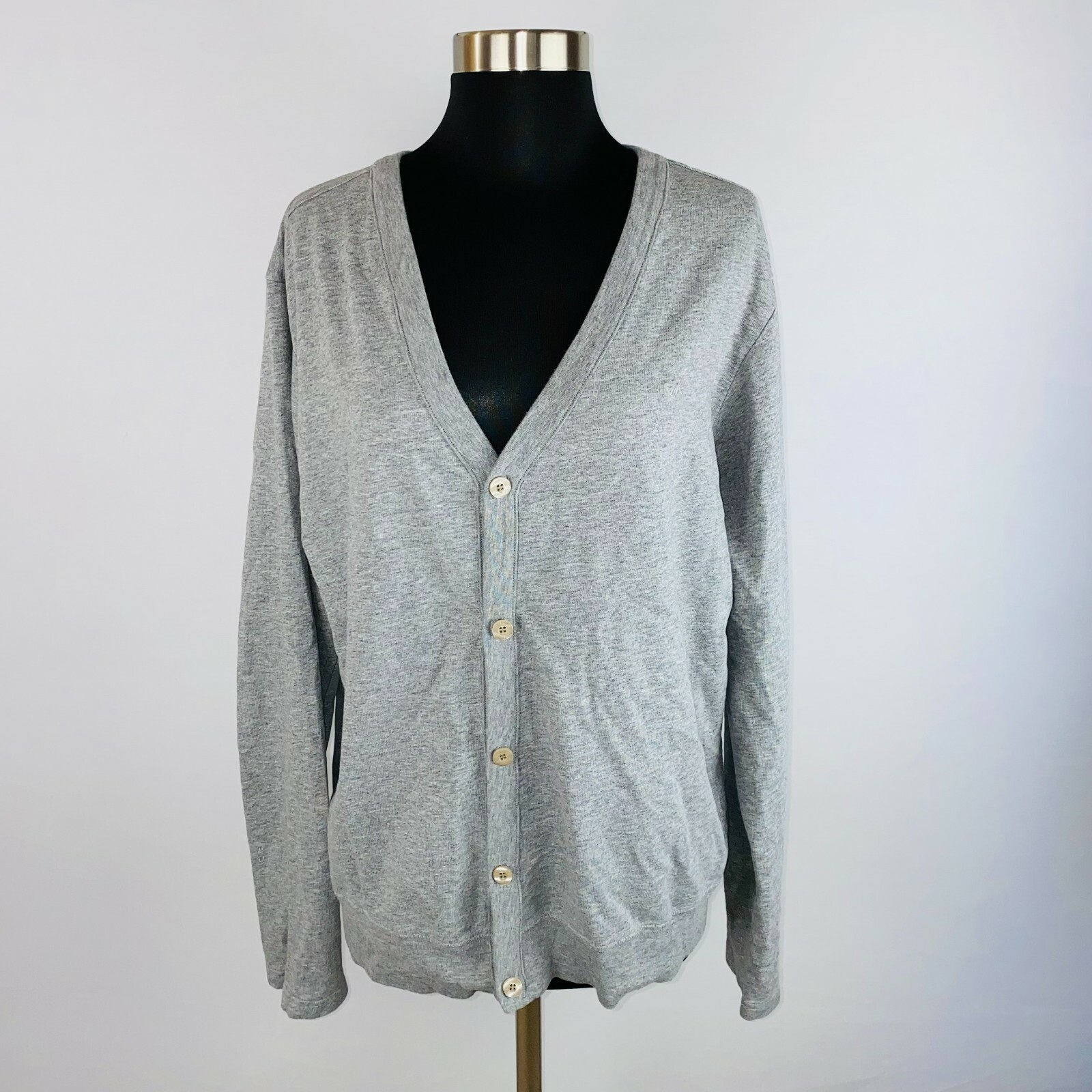 RVCA Unisex Medium M Gray Long Sleeve Button Down Cardigan