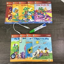 LeapFrog LeapReader 9 Book Lot w/ Stylus Pen and Charging Cord Short Long Vowels