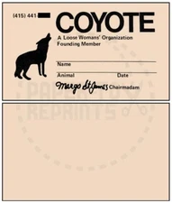 COYOTE CLUB MEMBERSHIP CARD - VINTAGE REPRINT