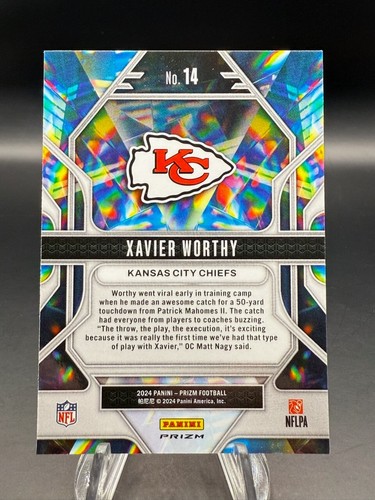 2024 Panini Prizm - Xavier Worthy Prizmatic Green Prizm (RC) #14 Chiefs - Picture 2 of 2