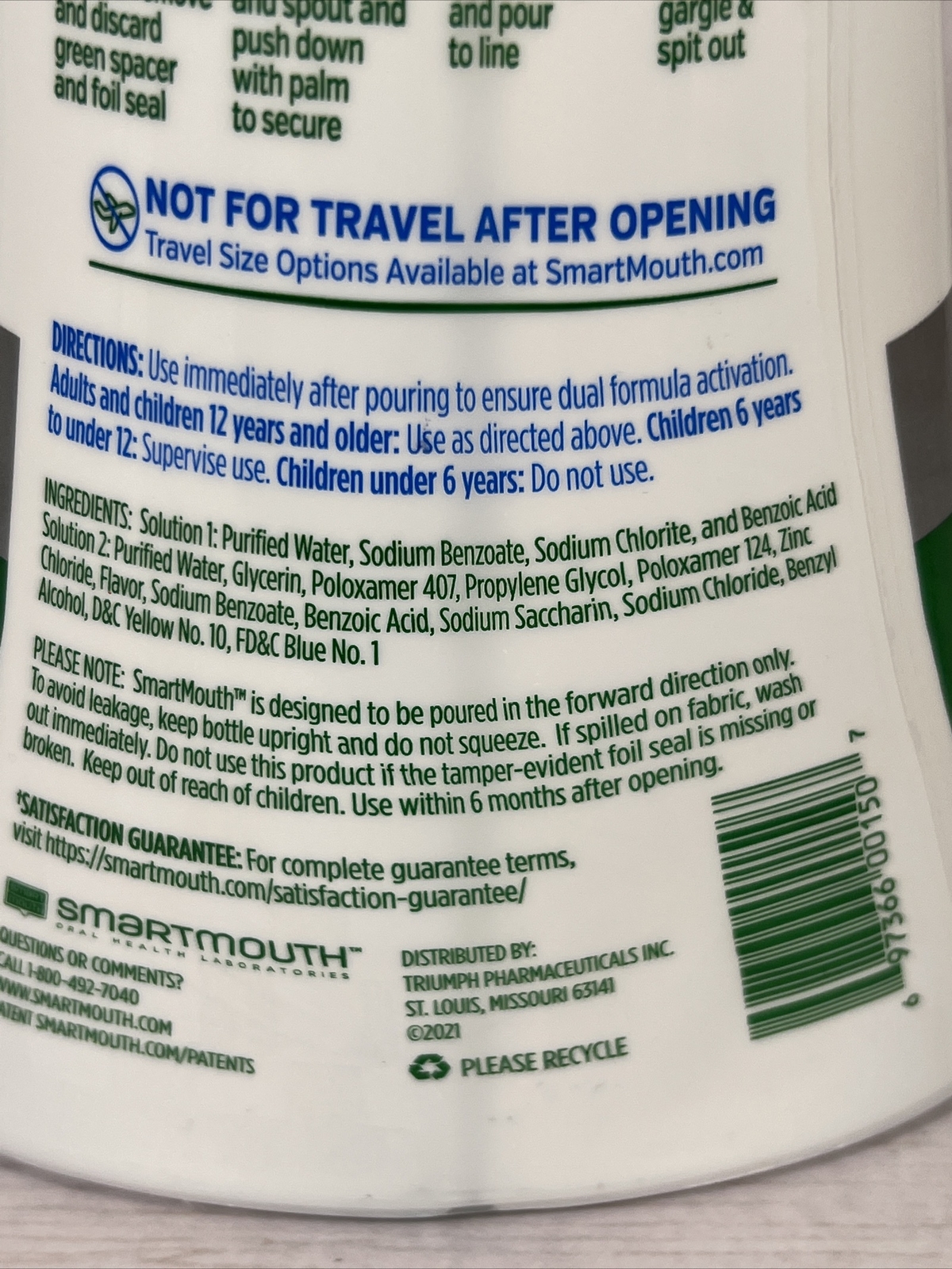 Smart Mouth Original Zinc Activated Bad Breath Rinse Fresh Mint 16oz BB:6/2026