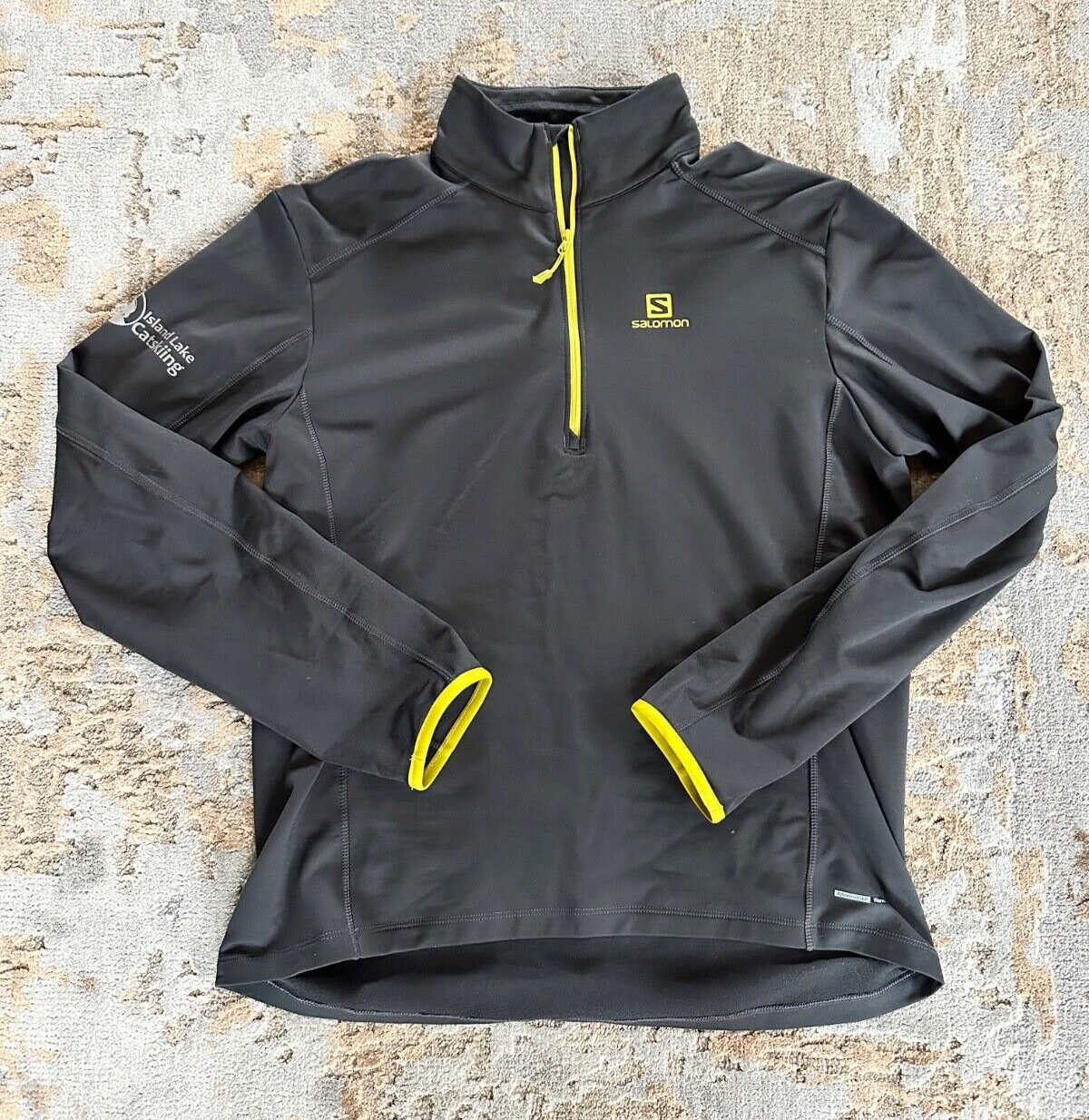 Maglione uomo Salomon Joly mezza zip strato intermedio con logo Island Lake Catskiing grande