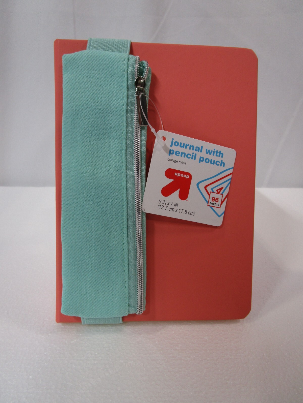 New Up & Up Journal with Pencil Pen Pouch Coral & Mint 5" x 7" 96 Page Notebook