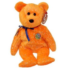 MWMT mint condition Ty Beanie Baby DECADE the orange bear NEW WITH TAGS
