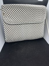 Vtg Whiting  Davis White Metal Mesh Clutch or Shoulder Strap Purse Art Deco EUC