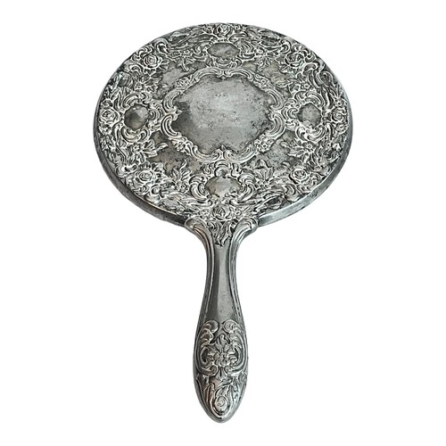 Juego de tocador vintage plateado de tres piezas cepillo espejo peine victoriano ornamentado - Imagen 6 de 10