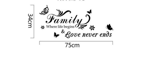 Wall Stickers Removable Family Love Never ends Living Room Decal Art Decor - Picture 9 of 9