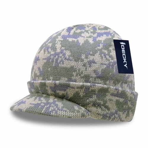 Decky Camo HybriCap Beanie Curved Visor Crocheted Thick Ribbed Warm - Picture 4 of 6