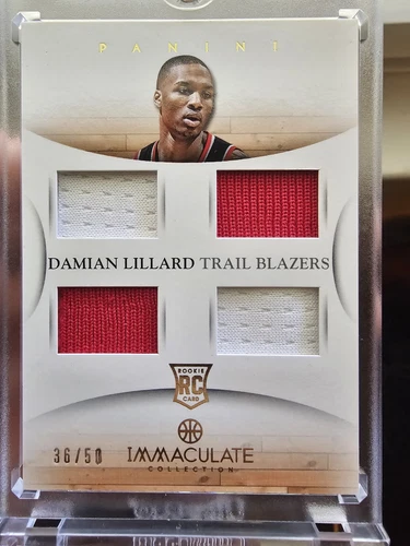 Damian Lillard RC Immaculate Quad Rookie Jersey /50 Blazers