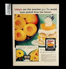 1955 Libby's Peaches Canned Food Shortcake Dessert Vintage Print Ad 34550