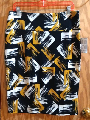 LuLaRoe Cassie  Skirt black gold Size L New Tag Gold Black White NEW