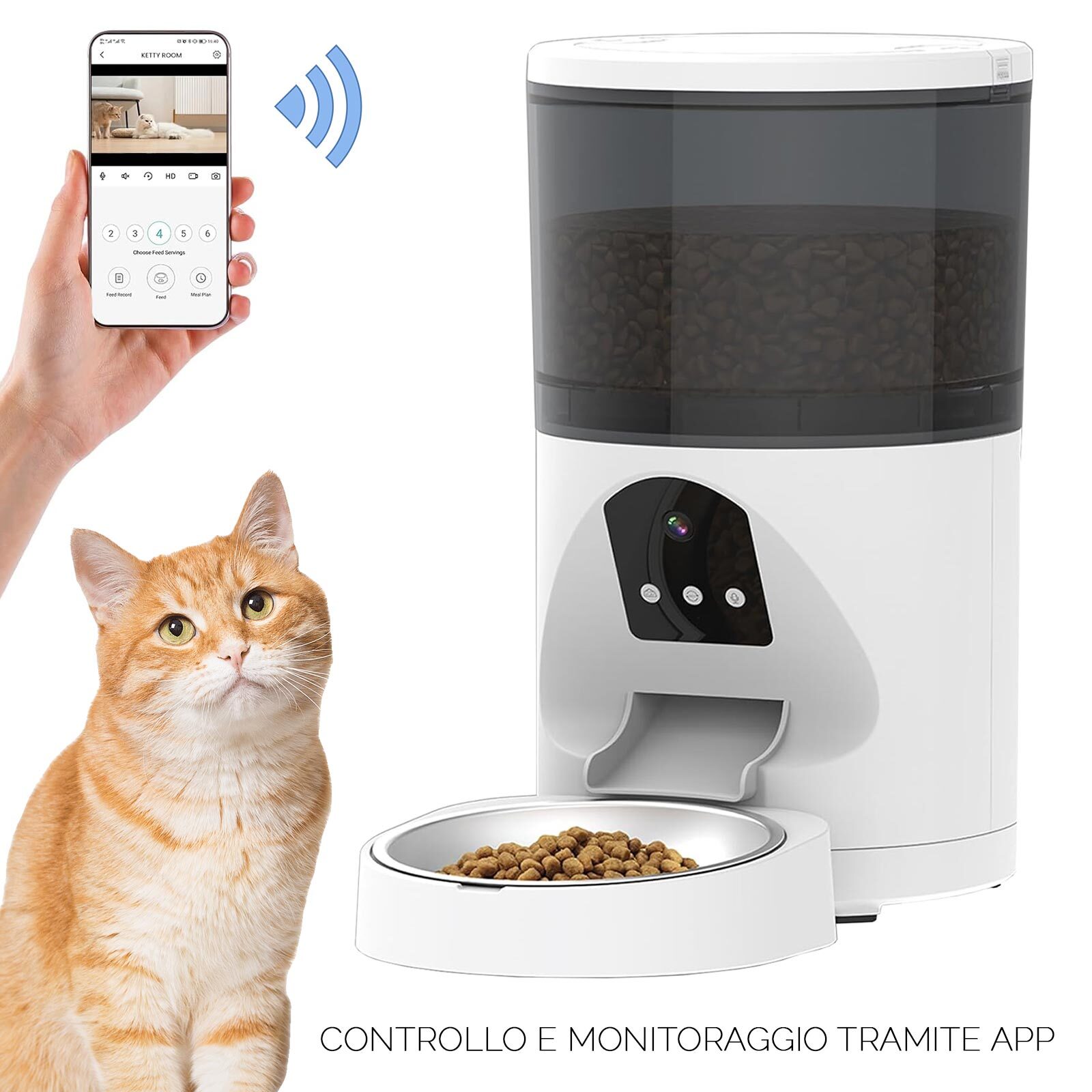 Distributore Automatico Cibo SMART WiFi Animali - App Control & Timer