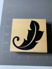 Anita  s Brand- Wood Rubber Stamp Bold Leaf Flourish Holiday Floral
