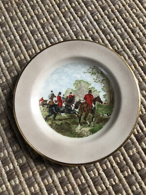 Palissy Teller - Royal Worcester Petite Collection 8 cm Jagdszene Vintage