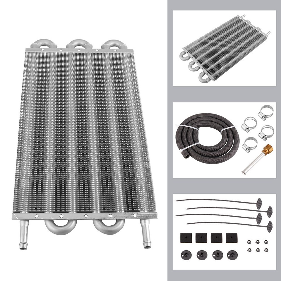 6 Rows Universal Aluminum Remote Transmission Oil Cooler Radiator Converter Kit - Foto 6