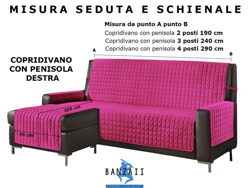 Copridivano con penisola destra sinistra 2 3 4 posti trapuntato antimacchia - Bild 118 von 119