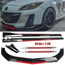 Front Bumper Lip Splitter Spoiler Side Skirt Body Kit For Mazda 2 3 6 Glossy B