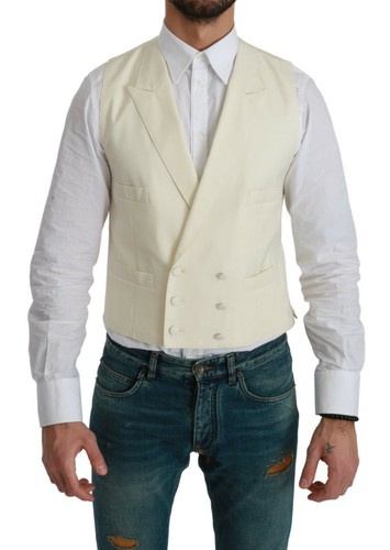 Gilet Homme Habillé Dolce & Gabbana 100% Laine Marron - Taille 40/42 - Neuf Avec étiquettes