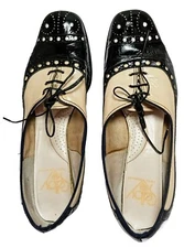 Fifth Avenue Selby Spectator Sz 8 AAAA Narrow Heels Pumps 60s Tap Shoes Man Made