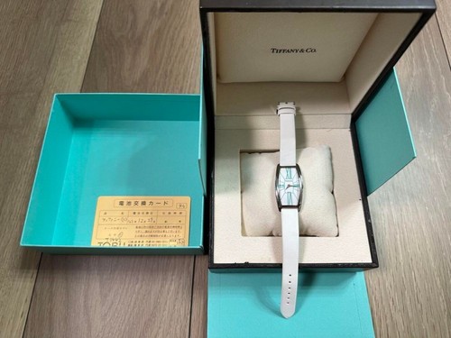 TIFFANY&CO. Gemea White Dial Leather Band 30m Women's Analog Quartz USED - Picture 6 of 6