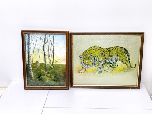 2 x Decorative Framed Animal Picture / Print Home Decor Wall Art Pictures - Photo 1/7