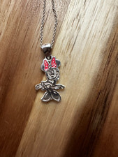 Necklace Minnie Mouse Enamel Disney Vintage Silver