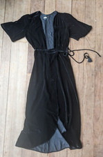 Reformation Black Velvet Short Sleeve Wrap Tie Womens Midi Dress Size XS *FLaws*
