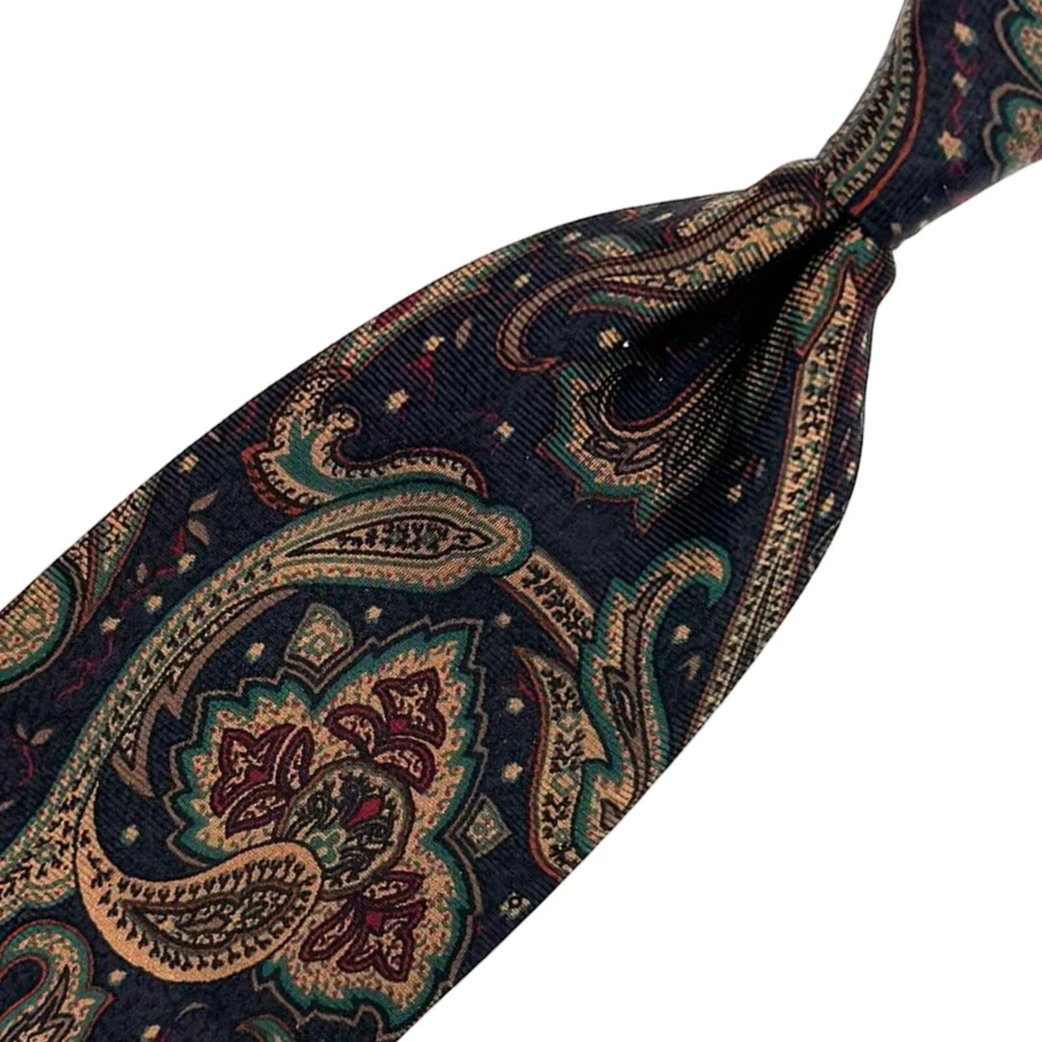 Corbata trasera Paco Rabanne - Corbata de seda Italia vintage patrón cachemir multicolor Foto 4 de 4