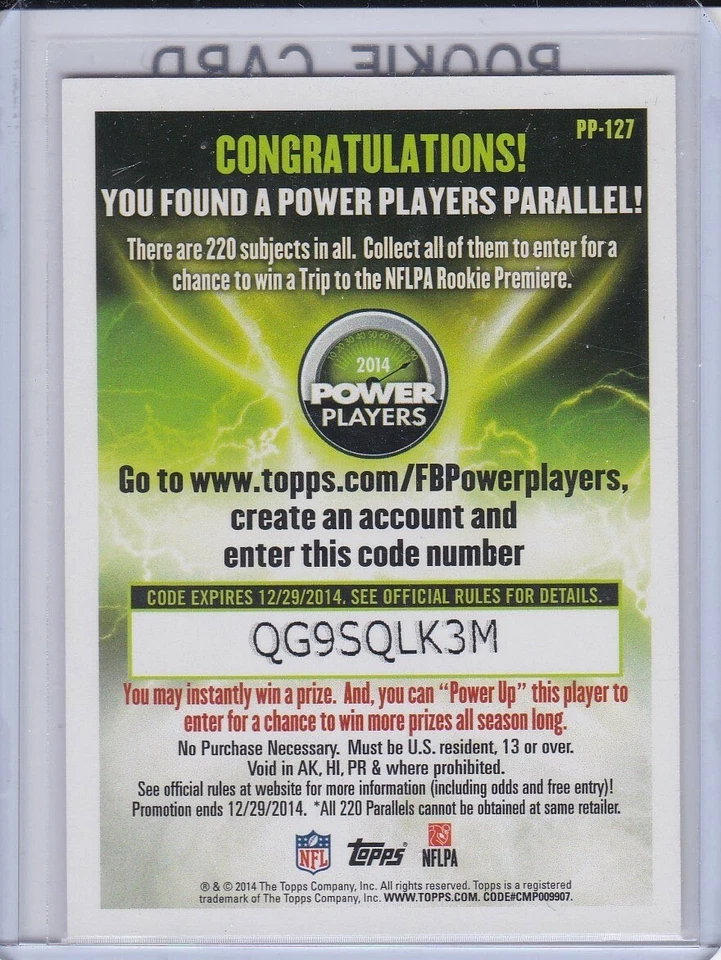 Tarjeta de novato Jimmy Garoppolo 2014 Topps Power Players Fútbol 49ers Patriots ¡RC! Foto 2 de 2