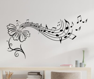 Wandtattoo Wandaufkleber Aufkleber Musik Music Note Gänseblümchen Lied Song 335