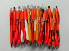 30ct Mixed Lot Misprint Retractable Click Pens: ORANGE / TANGERINE