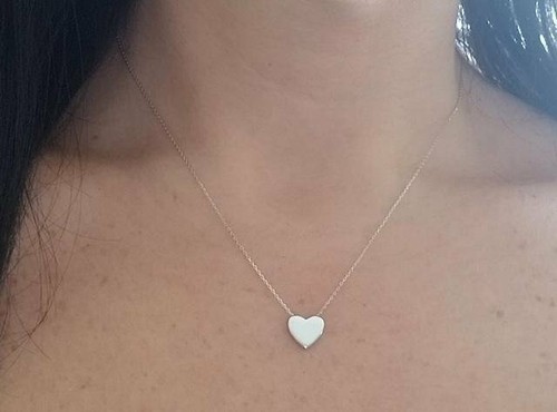 White Gold Floating Heart Necklace | eBay