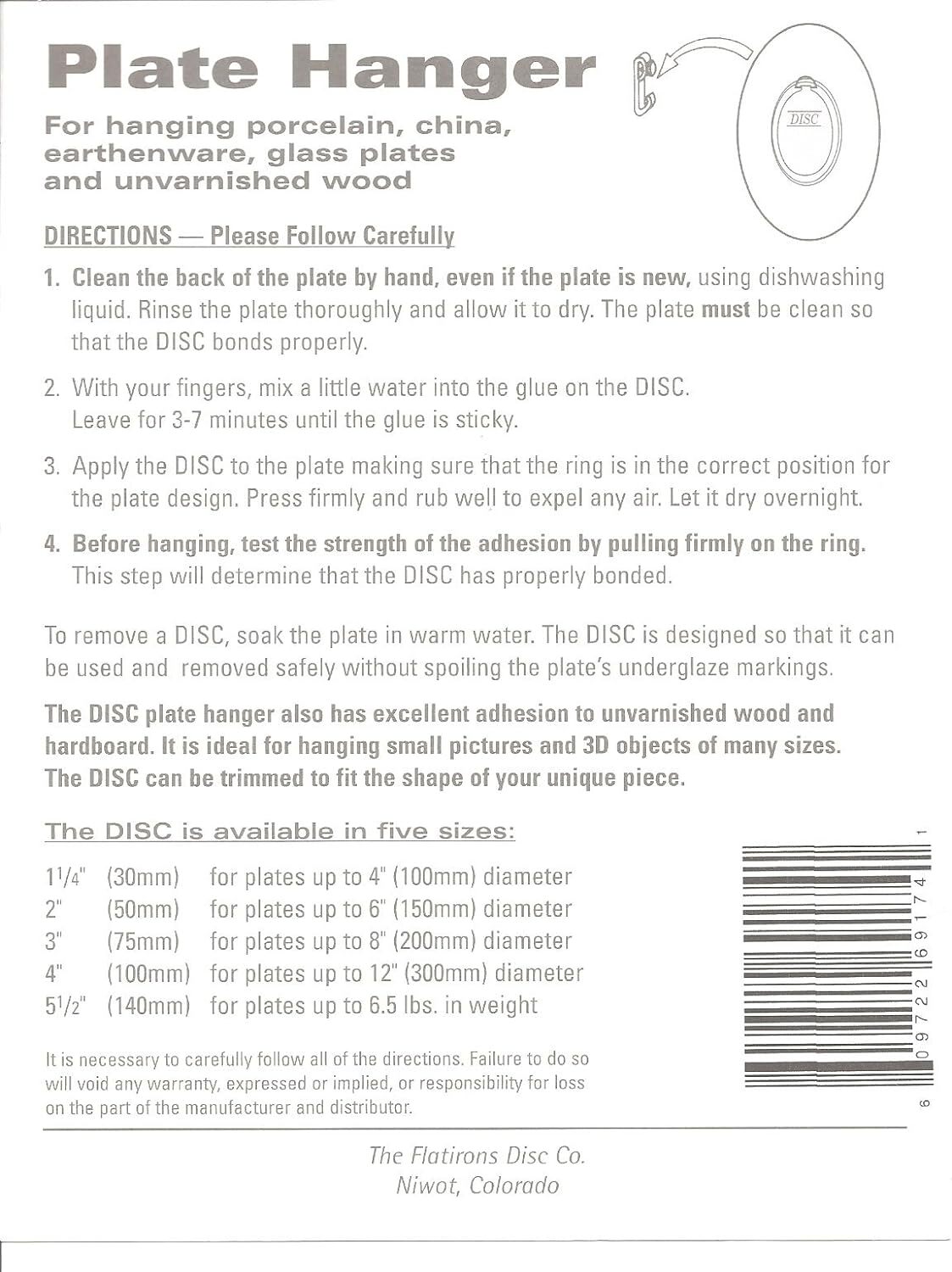 Flatirons Disc Adhesive Plate Hanger Set (2 3 Inch and 2 4 Medium