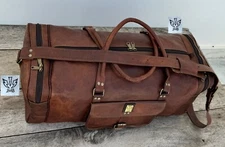 Genuine Real Leather Travel Duffel Bag Weekend Luggage  Leather Duffle Bag