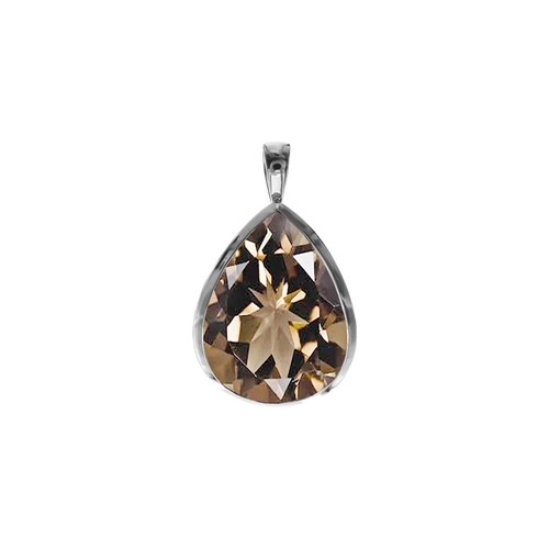 Bonne Style Fumé Gemme Topaze 925 Argent Sterling Handmade Pendentif S-35
