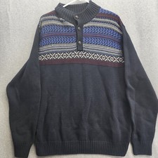 Chaps Men  s large Pullover Sweater Long Sleeve 1/4 Button Up