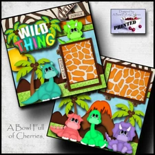 WILD THING ~ 2 premade scrapbook pages paper piecing layout 4 album ~ BY CHERRY