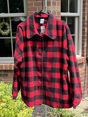 Women's~XXL~Red & Black~Lined~Buffalo Plaid Jacket~2 Pockets~With