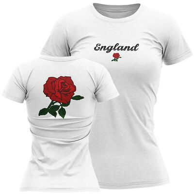 England Damen T-Shirt Shirt Rugby Country Her English Rose British Tee Suppo...