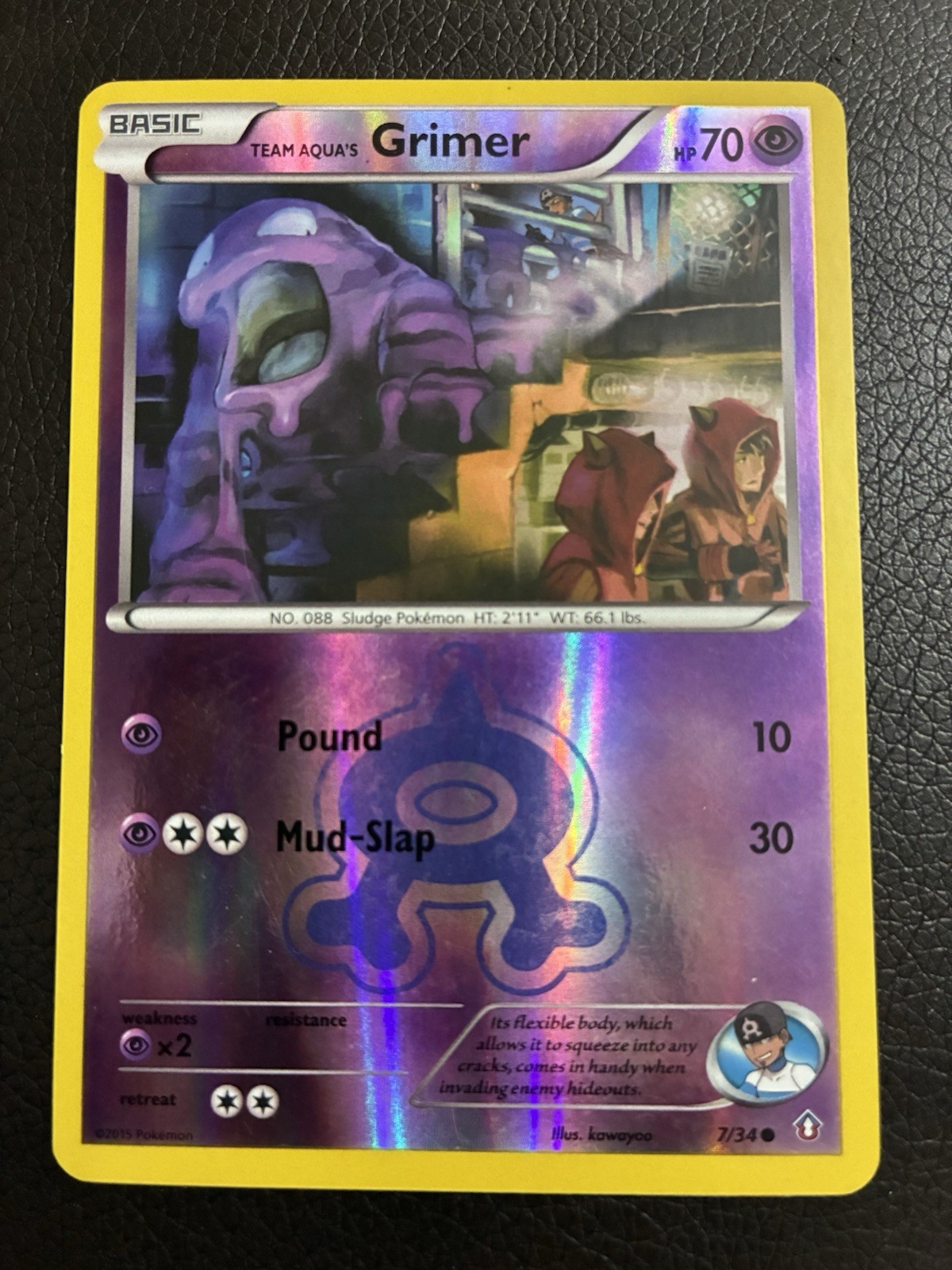 Pokémon Team Aqua's Grimer 7/34 Reverse Holo Double Crisis 2015