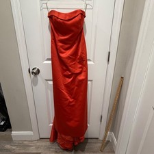 David's Bridal Women Formal Gown Strapless Draped Satin Red Size 4