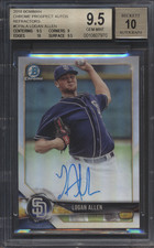 2018 Bowman Chrome Prospects Auto Refractor Logan Allen /499 BGS 9.5 Auto 10 e10