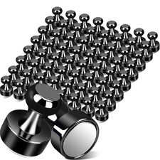 65Pcs Black Magnetic Push Pins, Fridge Magnets for Whiteboard, Small and Stro...